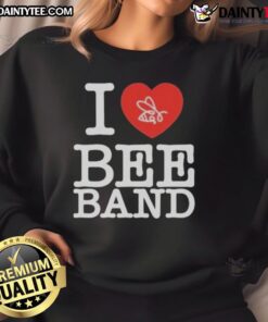 Alt Text: Cozy Awesome I Love Bee Band Heart Sweatshirt in vibrant colors, perfect for music lovers and casual wear.