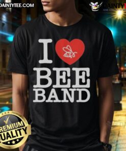Awesome I Love Bee Band Heart T-Shirt featuring a colorful bee graphic and vibrant heart design, perfect for music lovers.