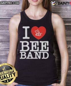 Awesome I Love Bee Band Heart Tank Top featuring a vibrant bee graphic and heart design, perfect for music lovers.