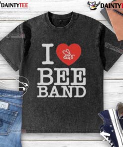 Awesome I Love Bee Band Heart Washed T-Shirt featuring a vibrant bee graphic and a stylish, relaxed fit.