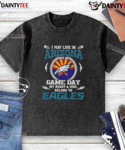 Philadelphia Eagles washed t-shirt displaying team pride, perfect for game day, showcasing Arizona spirit and fandom.