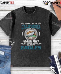 Philadelphia Eagles washed t-shirt for fans living in California, showcasing team pride on game day.
