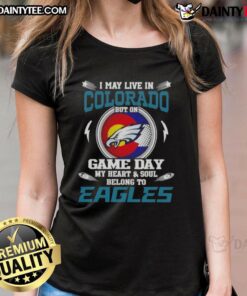 Philadelphia Eagles ladies tee, perfect for game day, showcasing pride for the team while living in Colorado.