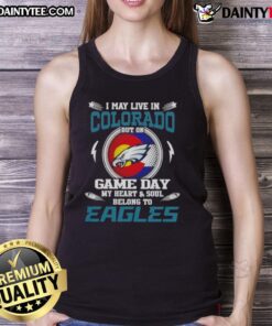 Philadelphia Eagles tank top showcasing team spirit, perfect for game day, even while living in Colorado.