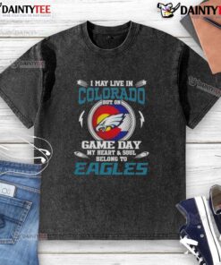 Alt Text: Philadelphia Eagles washed t-shirt showcasing pride for game day, perfect for fans living in Colorado.