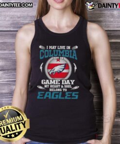 Philadelphia Eagles tank top showcasing team pride, perfect for game day, even while living in Columbia.
