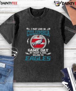 Philadelphia Eagles washed t-shirt for fans living in Columbia, showcasing team spirit on game day.