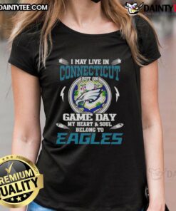 Philadelphia Eagles ladies tee showcasing team pride for game day, perfect for fans living in Connecticut.