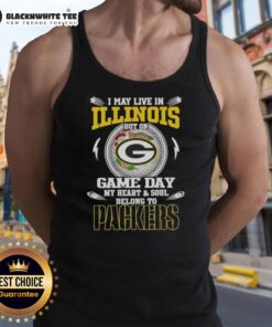Green Bay Packers tank top showcasing team pride, perfect for game day, even for Illinois residents.