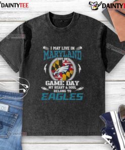 Philadelphia Eagles washed t-shirt for game day, showing pride and passion for the team, perfect for fans in Maryland.