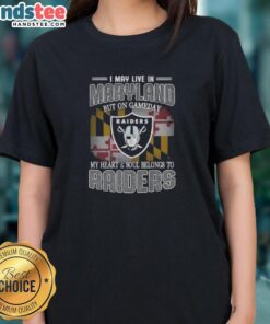Alt Text: Awesome ladies tee for Maryland fans showcasing Raiders pride on game day, perfect for celebrating your team spirit.