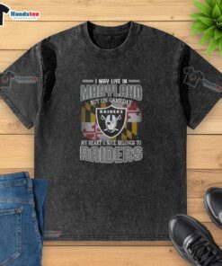 Raiders washed t-shirt design showcasing pride for the team, perfect for game day in Maryland.