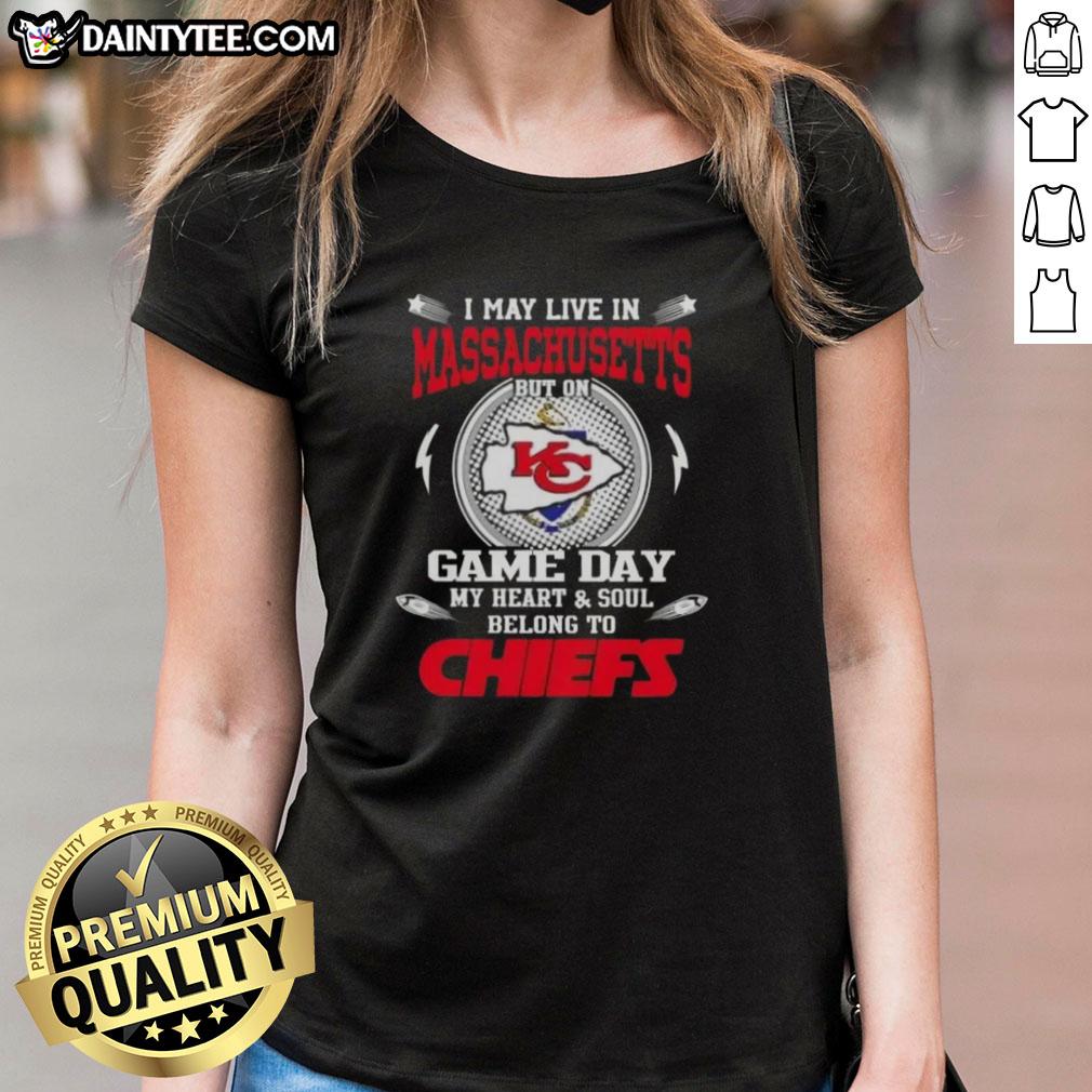 awesome-i-may-live-in-massachusetts-but-on-game-day-my-heart-and-soul-belongs-to-kansas-city-chiefs-ladies-tee Alt Text: Kansas City Chiefs ladies tee, perfect for game day, showcasing team spirit even when living in Massachusetts.