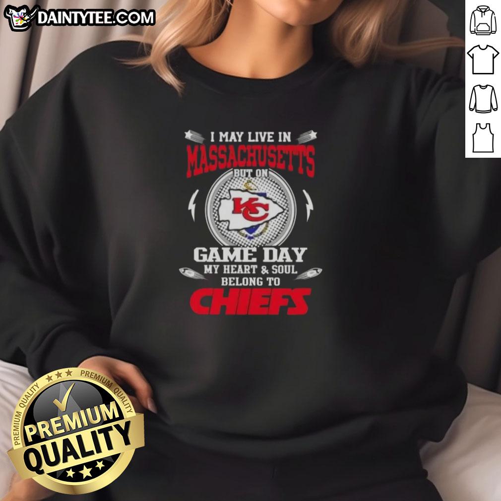 awesome-i-may-live-in-massachusetts-but-on-game-day-my-heart-and-soul-belongs-to-kansas-city-chiefs-sweatshirt Alt Text: Kansas City Chiefs sweatshirt, perfect for fans in Massachusetts on game day, showcasing team spirit and style.