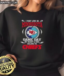 Cozy Kansas City Chiefs sweatshirt, perfect for game day, showcasing team spirit and pride while living in Minnesota.