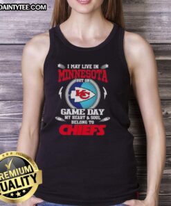 Stylish tank top featuring Kansas City Chiefs logo, perfect for game day, showcasing Minnesota pride and football spirit.