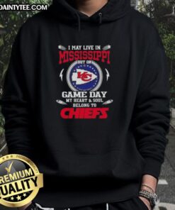 Alt Text: Kansas City Chiefs hoodie worn by a fan in Mississippi, showcasing team spirit on game day.