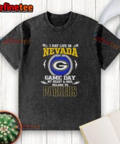 Green Bay Packers washed t-shirt for fans in Nevada, showcasing team spirit on game day with vibrant colors.