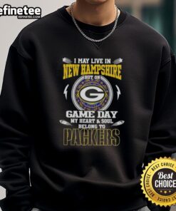 Awesome I May Live In New Hampshire But On Game Day My Heart And Soul Belongs To Green Bay Packers T-Shirt - Image 5