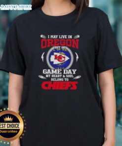 Ladies tee featuring 'My heart and soul belongs to Kansas City Chiefs' design, perfect for Oregon fans on game day.