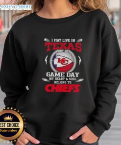 Cozy Kansas City Chiefs sweatshirt showcasing team spirit, perfect for game day in Texas or anywhere.