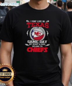Awesome Kansas City Chiefs T-shirt, perfect for game day, showcasing pride for the team while living in Texas.