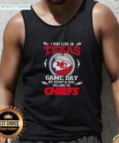 Stylish tank top featuring 'My heart and soul belongs to Kansas City Chiefs' for Texas fans on game day.