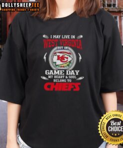 Ladies tee featuring 'My Heart and Soul Belongs to Kansas City Chiefs' design, perfect for West Virginia fans on game day.