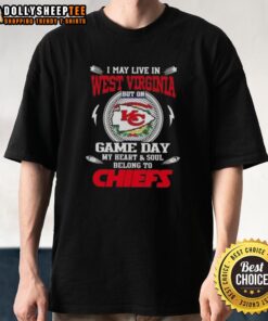 Awesome Kansas City Chiefs T-shirt for game day, showcasing pride for the team while living in West Virginia.