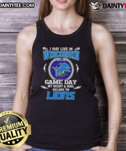 Cheerful tank top reading 'My Heart Belongs to Detroit Lions Football' perfect for game day in Wisconsin.
