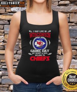 Stylish tank top with 'My heart and soul belongs to Kansas City Chiefs' design, perfect for game day in Wisconsin.