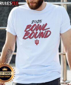 Awesome Indiana Hoosiers Football 2025 Bowl Bound T-Shirt featuring team colors and logo, perfect for fans celebrating the season.
