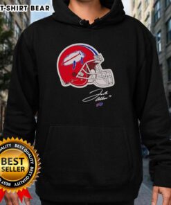 Alt Text: Awesome Josh Allen Buffalo Bills Helmet Signature Hoodie showcasing team pride and player tribute.
