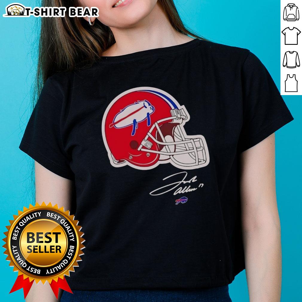 Awesome Josh Allen Buffalo Bills Helmet Signature Ladies Tee Awesome Josh Allen Buffalo Bills helmet signature ladies tee featuring vibrant graphics and team colors for fans.