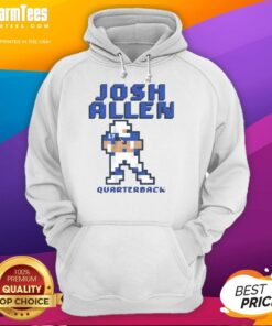 Awesome Josh Allen Buffalo Bills quarterback pixel hoodie design featuring vibrant colors and team logo.