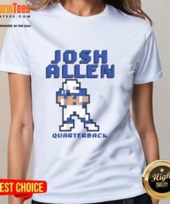 Awesome Josh Allen Buffalo Bills quarterback pixel ladies tee featuring bold graphics and vibrant colors.