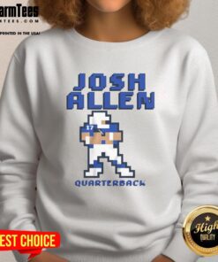 Alt Text: Awesome Josh Allen Buffalo Bills quarterback pixel sweatshirt, featuring a vibrant graphic and comfortable fit.
