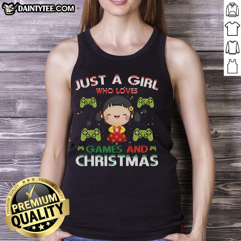 awesome-just-a-girl-who-loves-games-and-christmas-tank-top Alt Text: Awesome tank top for girls who love games and Christmas, featuring festive design and playful graphics.