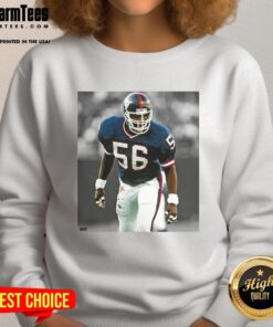 Awesome Lawrence Taylor New York Giants football sweatshirt featuring team colors and iconic player design.