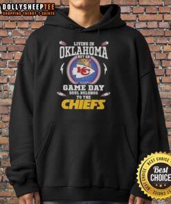 Alt Text: Stylish hoodie featuring 'Game Day Soul Belongs to the Kansas City Chiefs' design, perfect for Oklahoma fans.