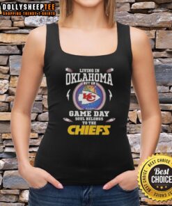 Stylish tank top featuring 'Game Day Soul' design for Kansas City Chiefs fans living in Oklahoma.