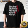 Los Angeles Dodgers baseball t-shirt featuring Shohei, Mookie, Freddie, Yoshi, and Kershaw with stars design.