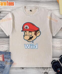 Awesome Mario Bros Wii'd Smoking Washed T-Shirt featuring vibrant graphics and a relaxed fit, perfect for gaming fans.
