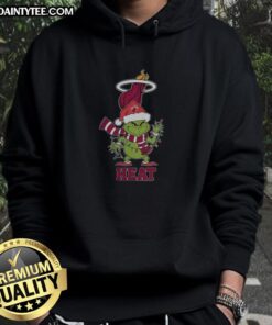 Awesome Miami Heat Christmas Grinch Santa Hat Holiday 2025 T-Shirt - Image 2