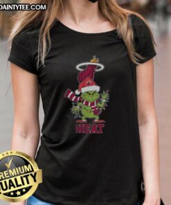Awesome Miami Heat Christmas Grinch Santa Hat Holiday 2025 T-Shirt - Image 3