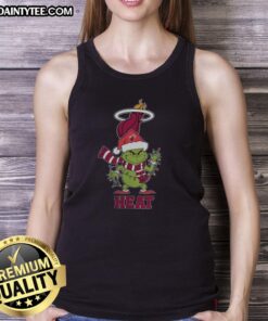 Awesome Miami Heat Christmas Grinch Santa Hat Holiday 2025 T-Shirt - Image 4