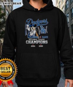 Alt Text: Awesome Mickey Mouse X Los Angeles Dodgers hoodie celebrating back-to-back National League Champions 2025.