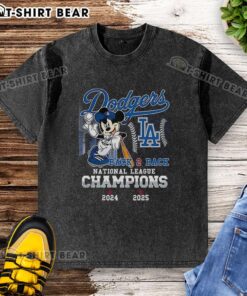 Awesome Mickey Mouse X Los Angeles Dodgers Back-To-Back National League Champions 2025 Washed T-Shirt design.