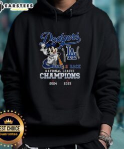 Awesome Mickey Mouse X Los Angeles Dodgers hoodie celebrating back-to-back National League Champions 2024-2025.