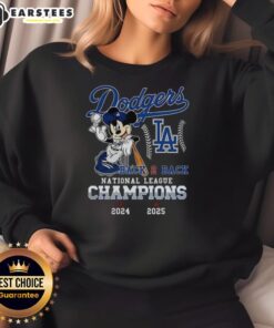 Awesome Mickey Mouse X Los Angeles Dodgers National League Champions sweatshirt for 2024-2025 season.